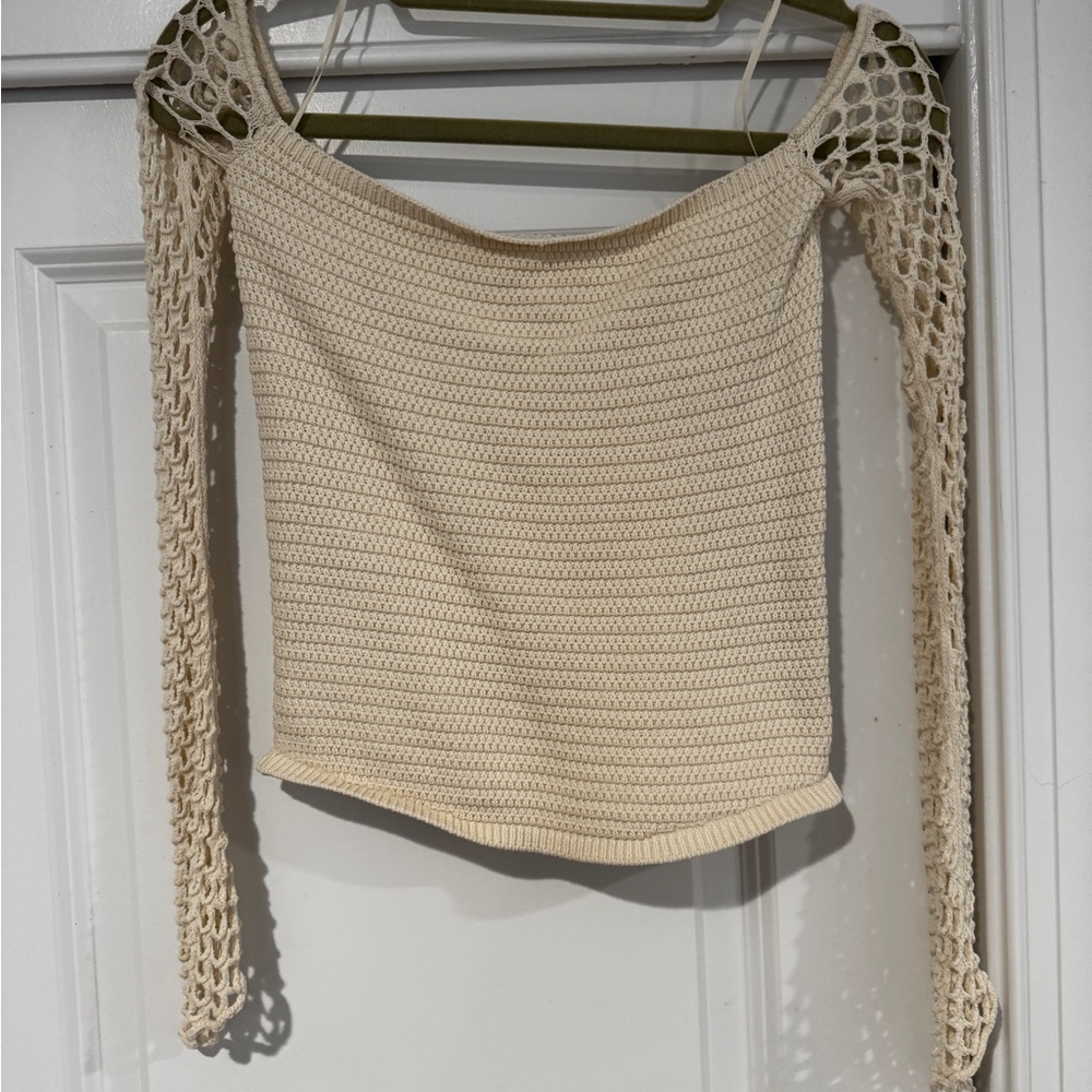 Zara Cream Off-Shoulder Sweater